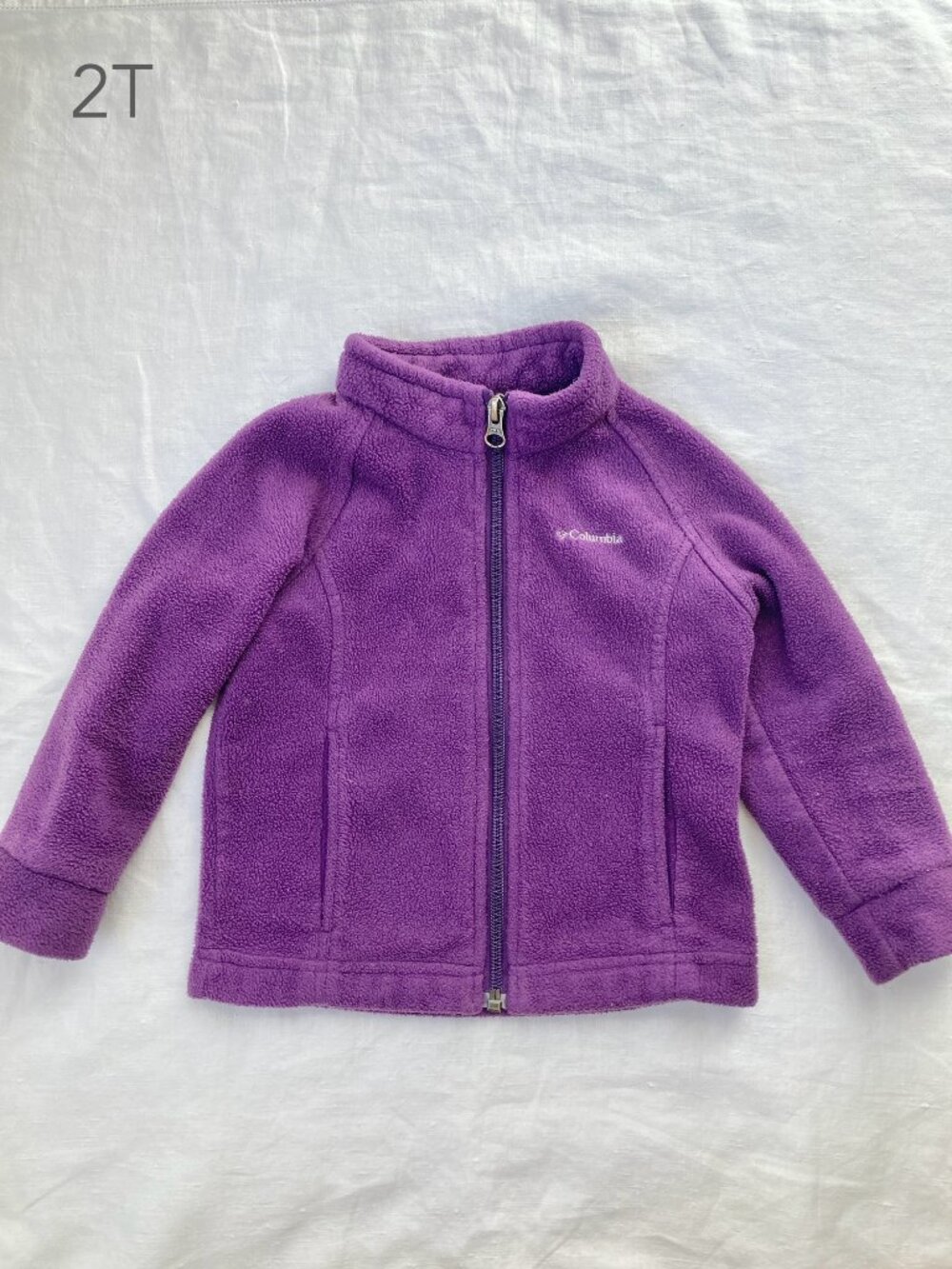 🪴5/$30 Columbia 2T Toddler Purple Fleece Zip Jacket Fall Winter Cold Outdoor